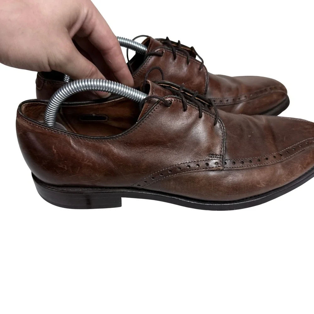 Allen Edmonds Wendell Dress Shoes Mens 10 D Brown Leather Brogue Split Toe Derby